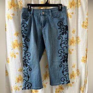 Boston Proper Embroidered Capri Jeans